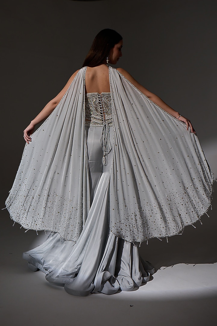 Misty Lilac Organza Wedding Sharara Set by Jade By Ashima at Pernia's Pop Up Shop