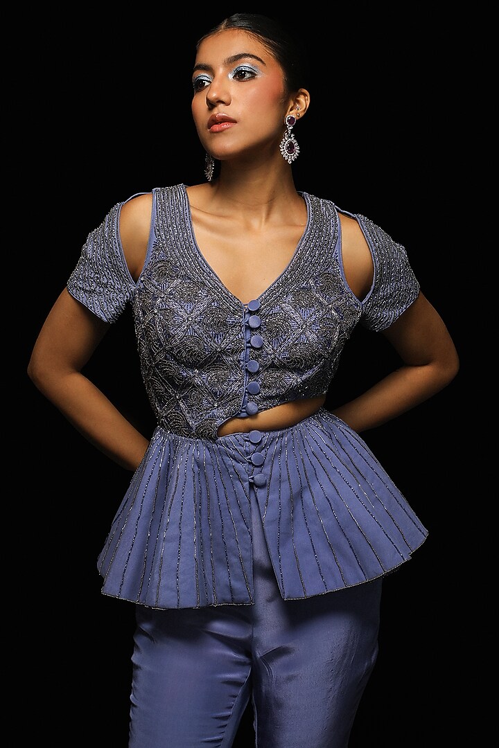 Grey Crepe Pant Set by Jade By Ashima at Pernia's Pop Up Shop