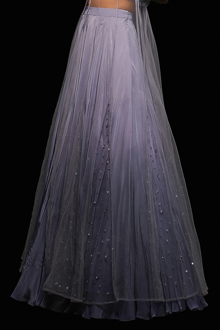 Dusk Purple Crepe Flared Skirt Set by Jade By Ashima at Pernia's Pop Up Shop