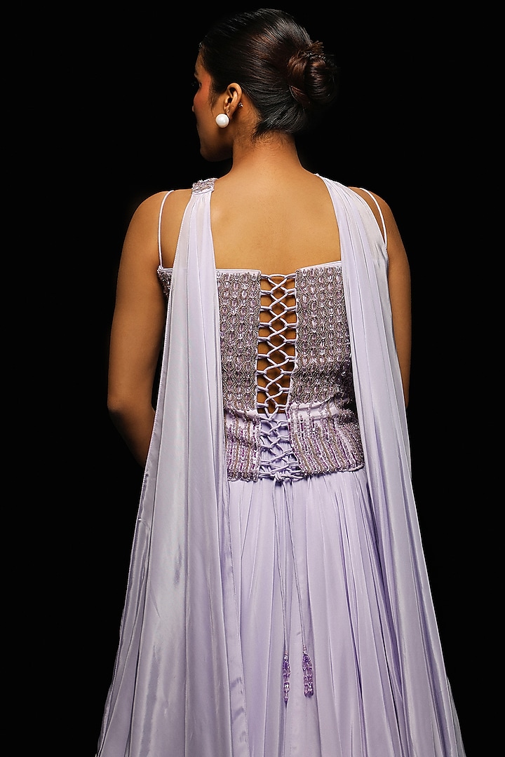 Lavender Crepe Wedding Lehenga Set by Jade By Ashima at Pernia's Pop Up Shop