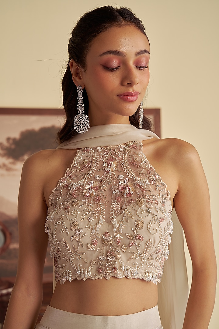 Ivory Net & Opara Wedding Sharara Set by Jade By Ashima at Pernia's Pop Up Shop