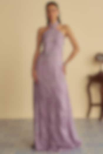 Lavender Organza Aari Embroidered Gown by Jade By Ashima at Pernia's Pop Up Shop