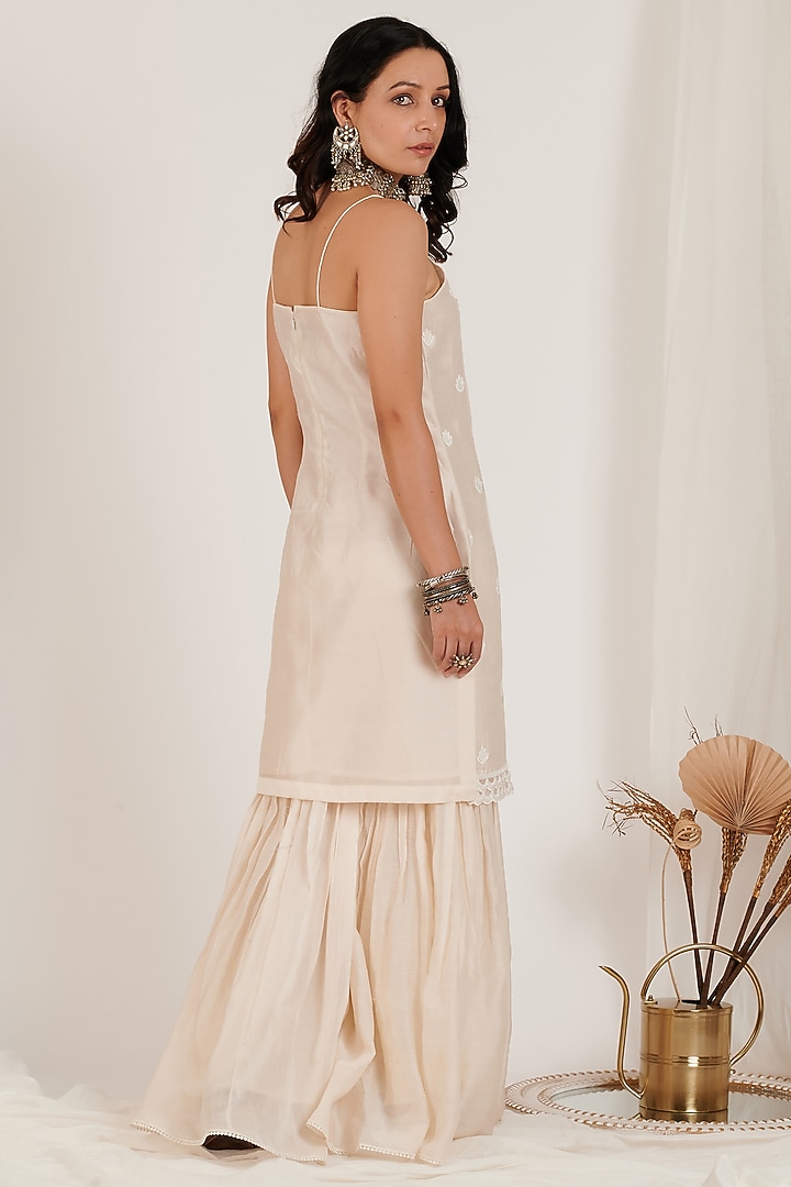Off-White Chanderi Party Wear Sharara Set by Jdang at Pernia's Pop Up Shop