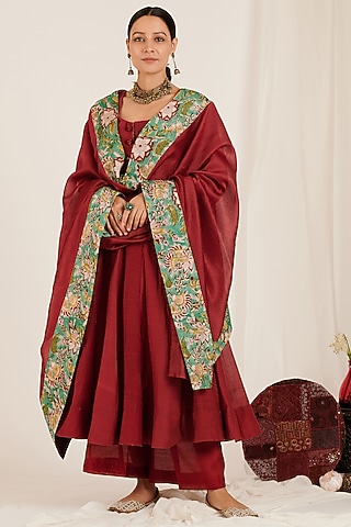 Maroon Embroidered Anarkali Set by Jdang