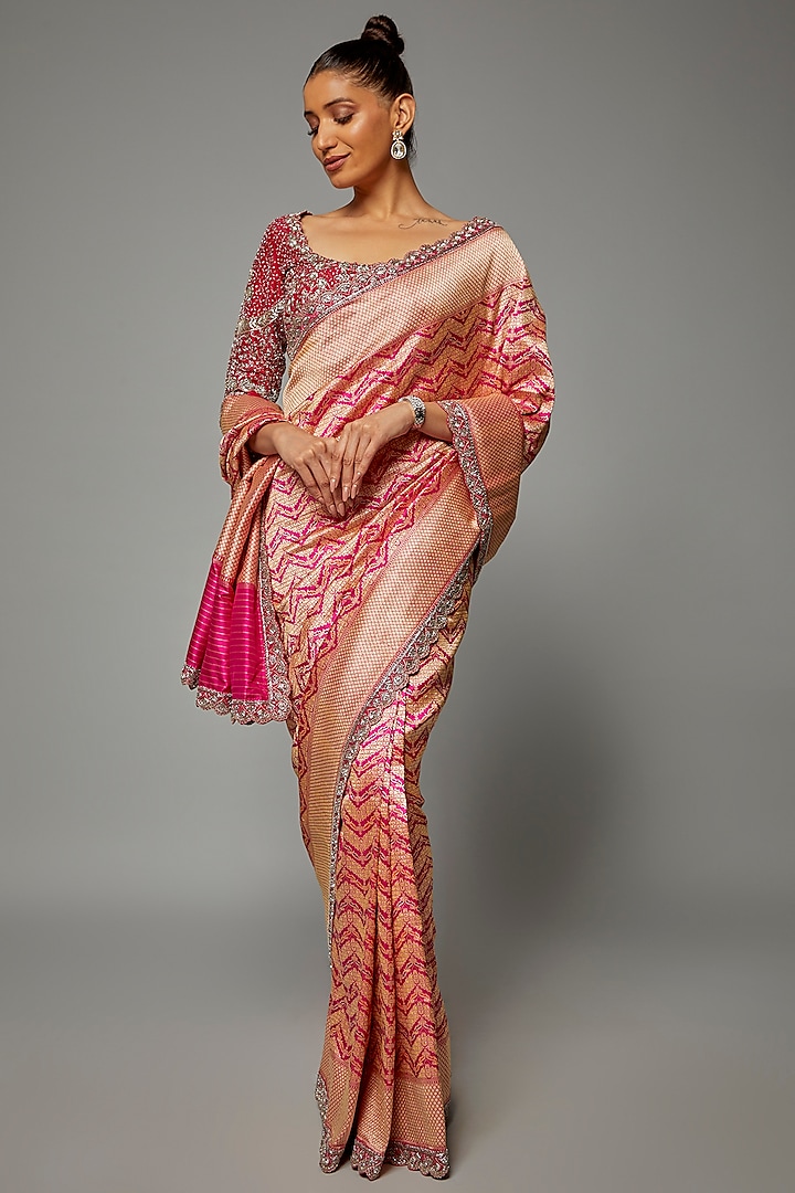 Pink Banarasi Saree Set by Jayanti Reddy