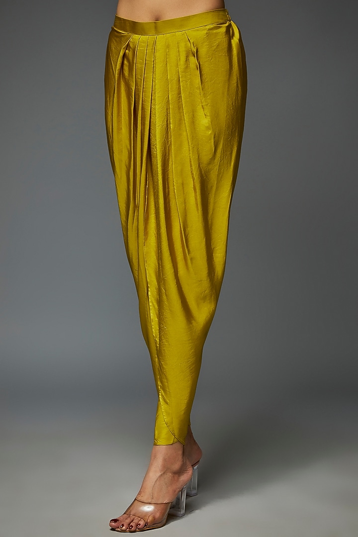 Mustard Chanderi & Twill Dhoti Set by Jayanti Reddy at Pernia's Pop Up Shop