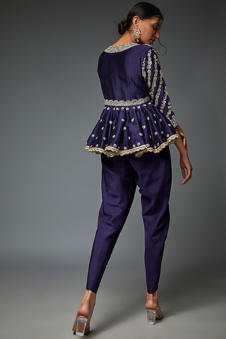 Purple Chanderi & Twill Dhoti Set by Jayanti Reddy at Pernia's Pop Up Shop