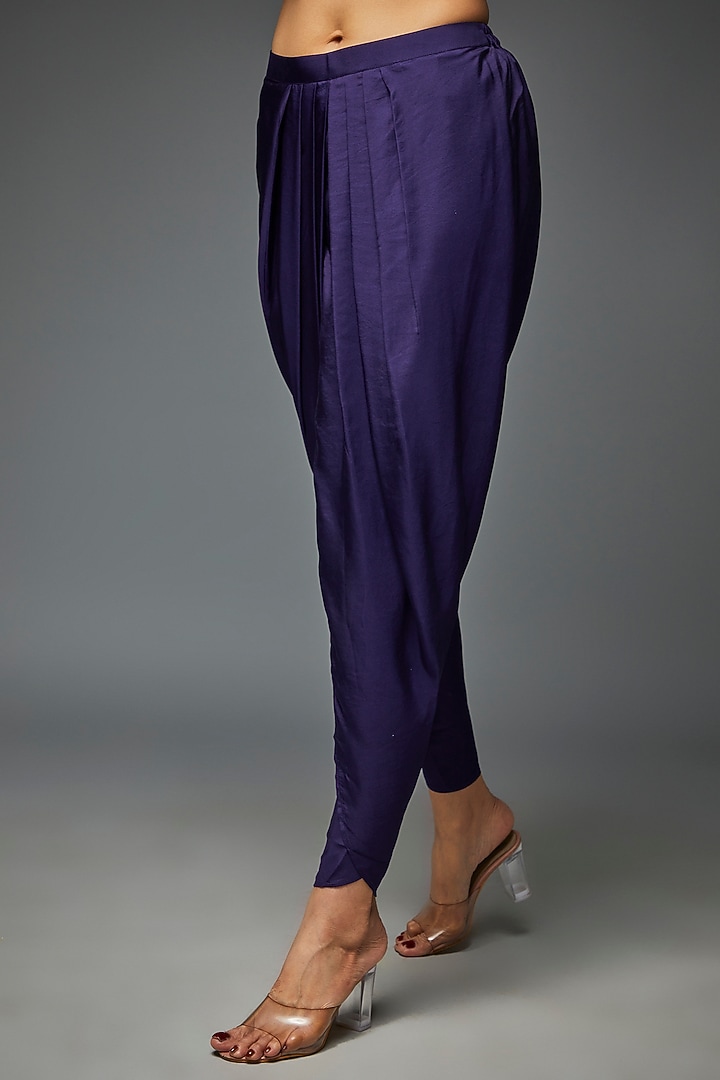 Purple Chanderi & Twill Dhoti Set by Jayanti Reddy at Pernia's Pop Up Shop