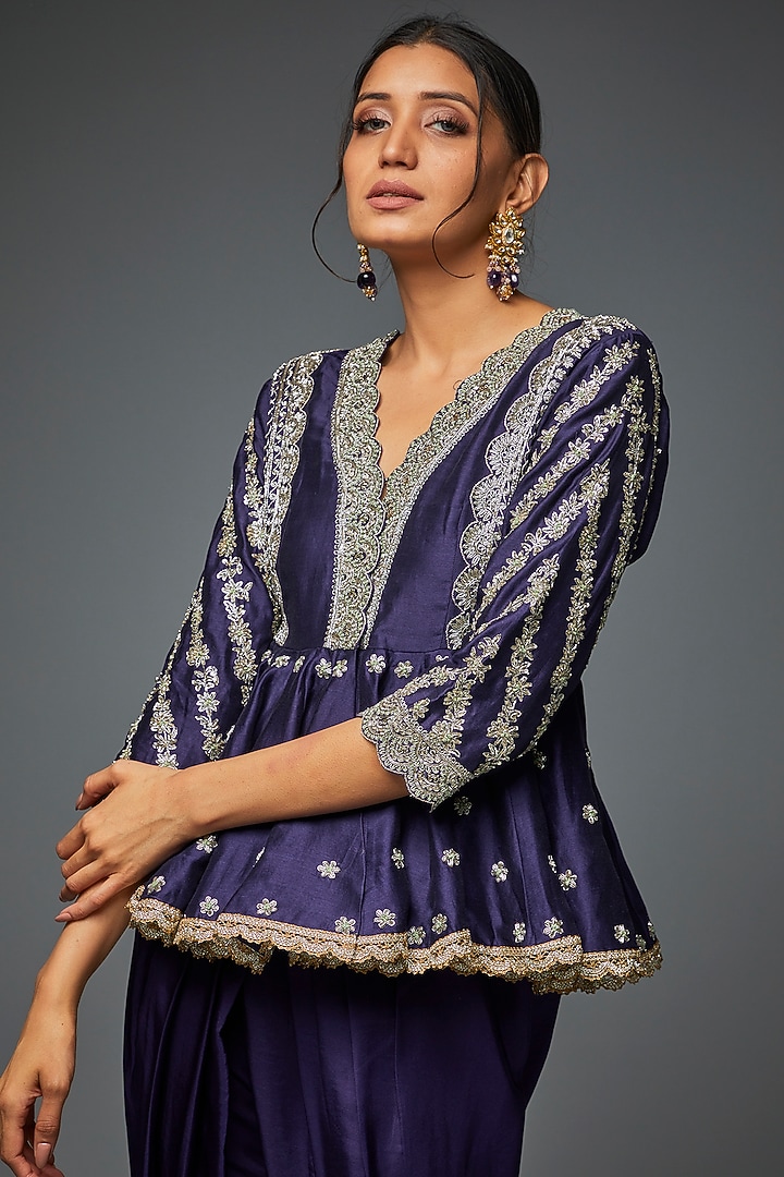 Purple Chanderi & Twill Dhoti Set by Jayanti Reddy at Pernia's Pop Up Shop