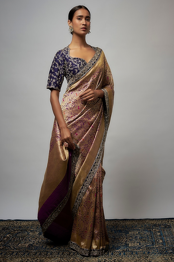 Purple Banarasi Bridal Saree Set by Jayanti Reddy at Pernia's Pop Up Shop