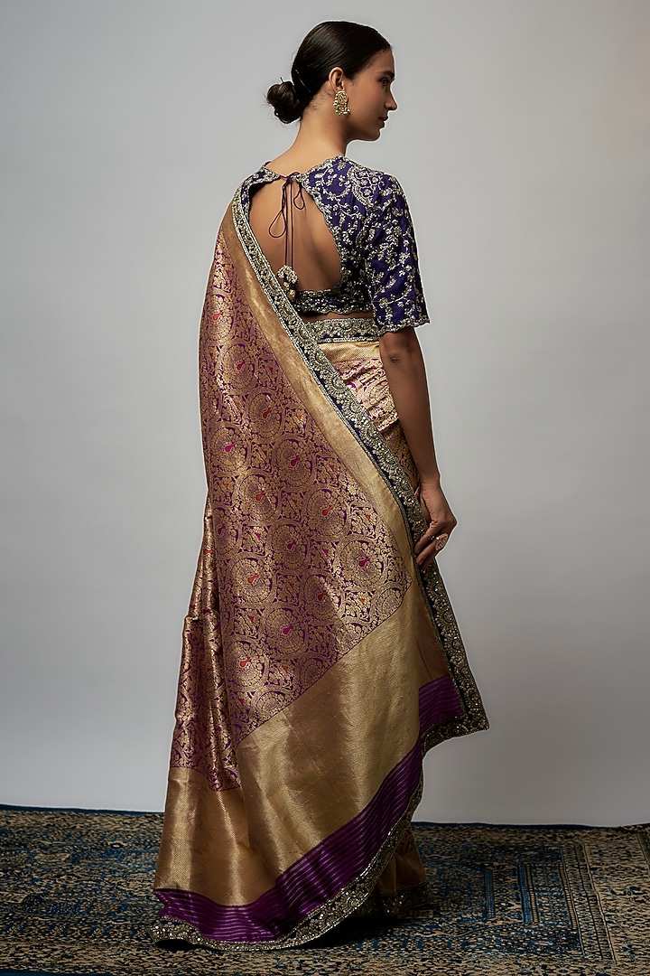 Purple Banarasi Bridal Saree Set by Jayanti Reddy at Pernia's Pop Up Shop