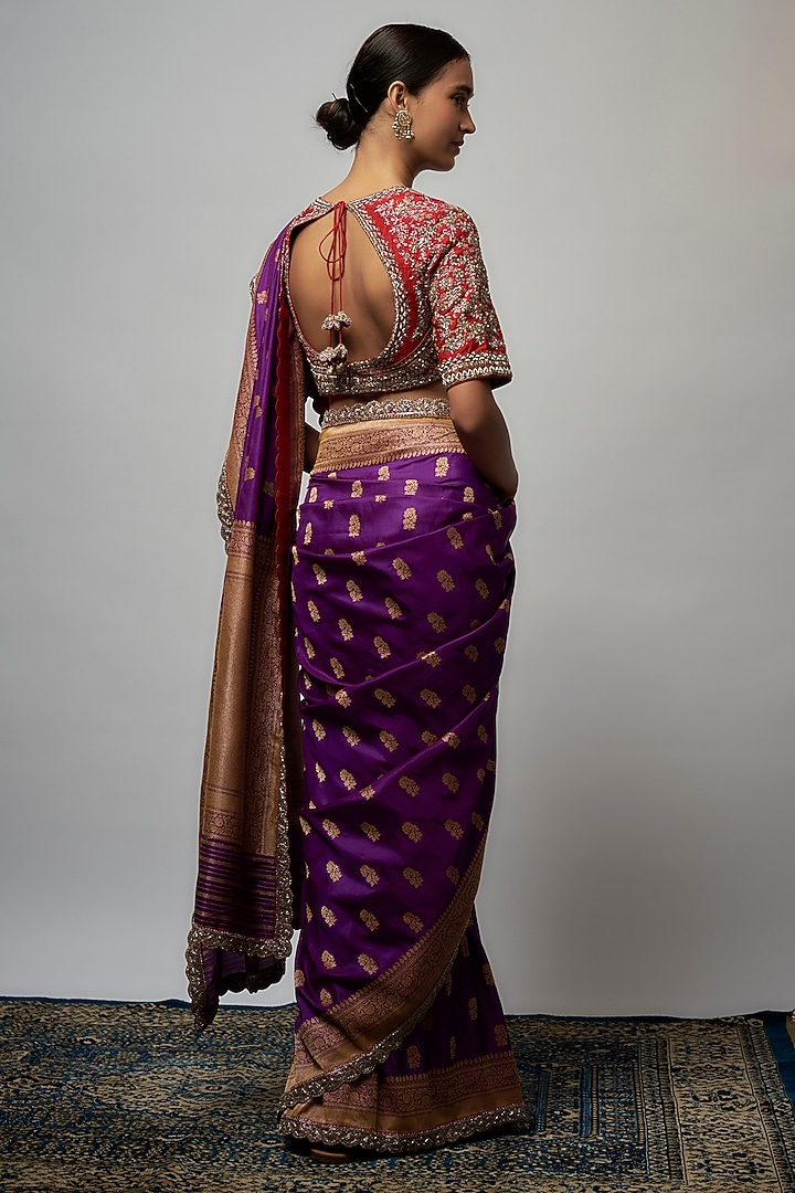 Purple Banarasi Bridal Saree Set by Jayanti Reddy at Pernia's Pop Up Shop