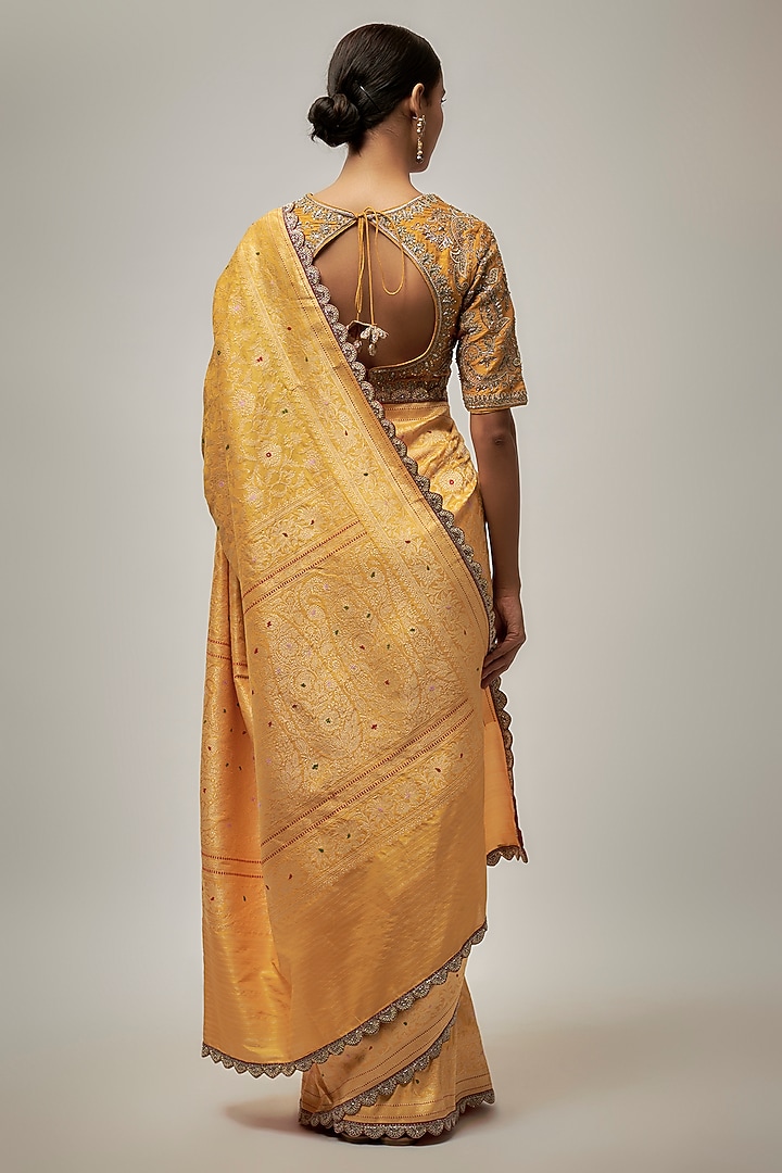 Yellow Banarasi Bridal Saree Set by Jayanti Reddy at Pernia's Pop Up Shop