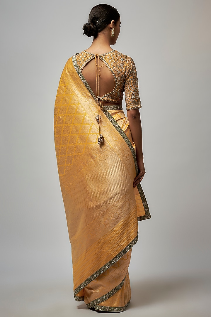 Yellow Banarasi Bridal Saree Set by Jayanti Reddy at Pernia's Pop Up Shop