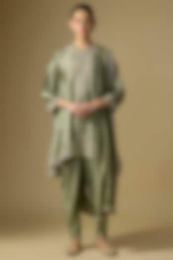 Mint Green Silk Embroidered Tunic Set by Jayanti Reddy at Pernia's Pop Up Shop