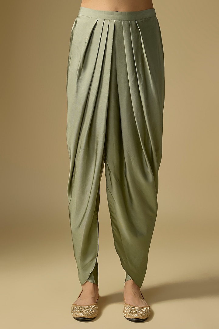 Mint Green Silk Embroidered Tunic Set by Jayanti Reddy at Pernia's Pop Up Shop