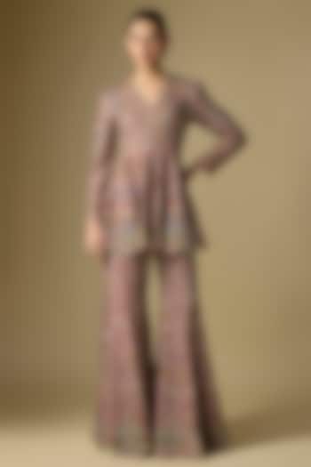 Peach Viscose Georgette Embroidered Bridal Sharara Set by Jayanti Reddy at Pernia's Pop Up Shop