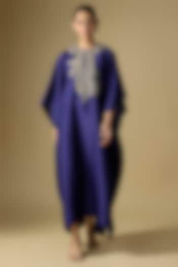 Purple Silk Embroidered Kaftan by Jayanti Reddy at Pernia's Pop Up Shop