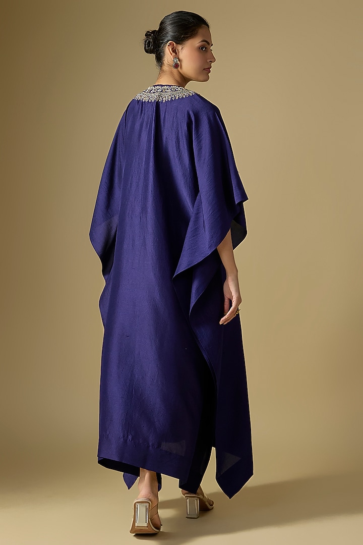 Purple Silk Embroidered Kaftan by Jayanti Reddy at Pernia's Pop Up Shop