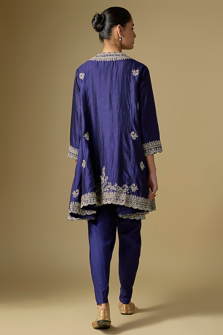 Purple Silk Embroidered Kurta Set by Jayanti Reddy at Pernia's Pop Up Shop