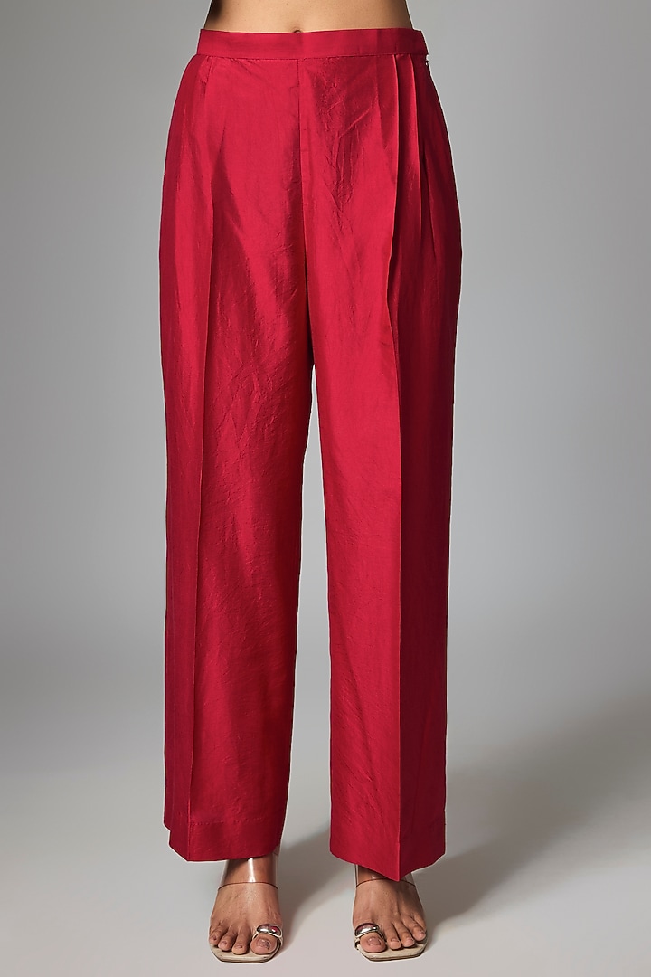 Red Silk Zardosi Work Kurta Set by Jayanti Reddy at Pernia's Pop Up Shop