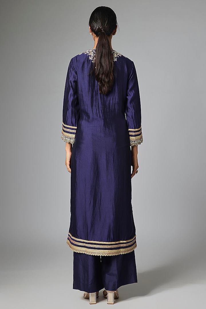 Purple Silk Zardosi Work Kurta Set by Jayanti Reddy at Pernia's Pop Up Shop