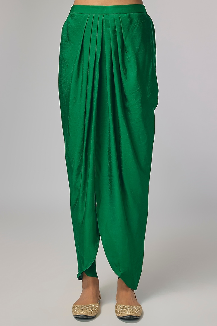 Bottle Green Silk Zardosi Work Kurta Set by Jayanti Reddy at Pernia's Pop Up Shop
