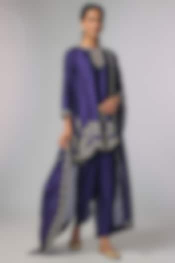 Purple Silk Zardosi Work Kurta Set by Jayanti Reddy at Pernia's Pop Up Shop