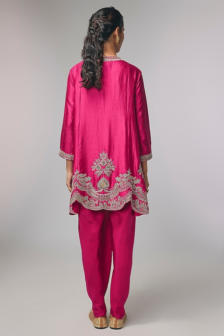 Pink Silk Zardosi Work Kurta Set by Jayanti Reddy at Pernia's Pop Up Shop