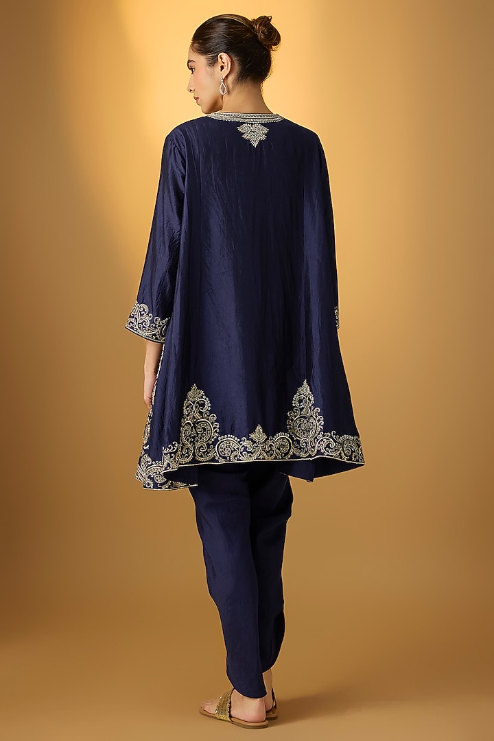 Purple Silk Zardosi Embroidered Kurta Set by Jayanti Reddy at Pernia's Pop Up Shop