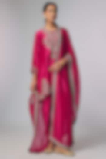 Pink Silk Zardosi Work Kurta Set by Jayanti Reddy at Pernia's Pop Up Shop