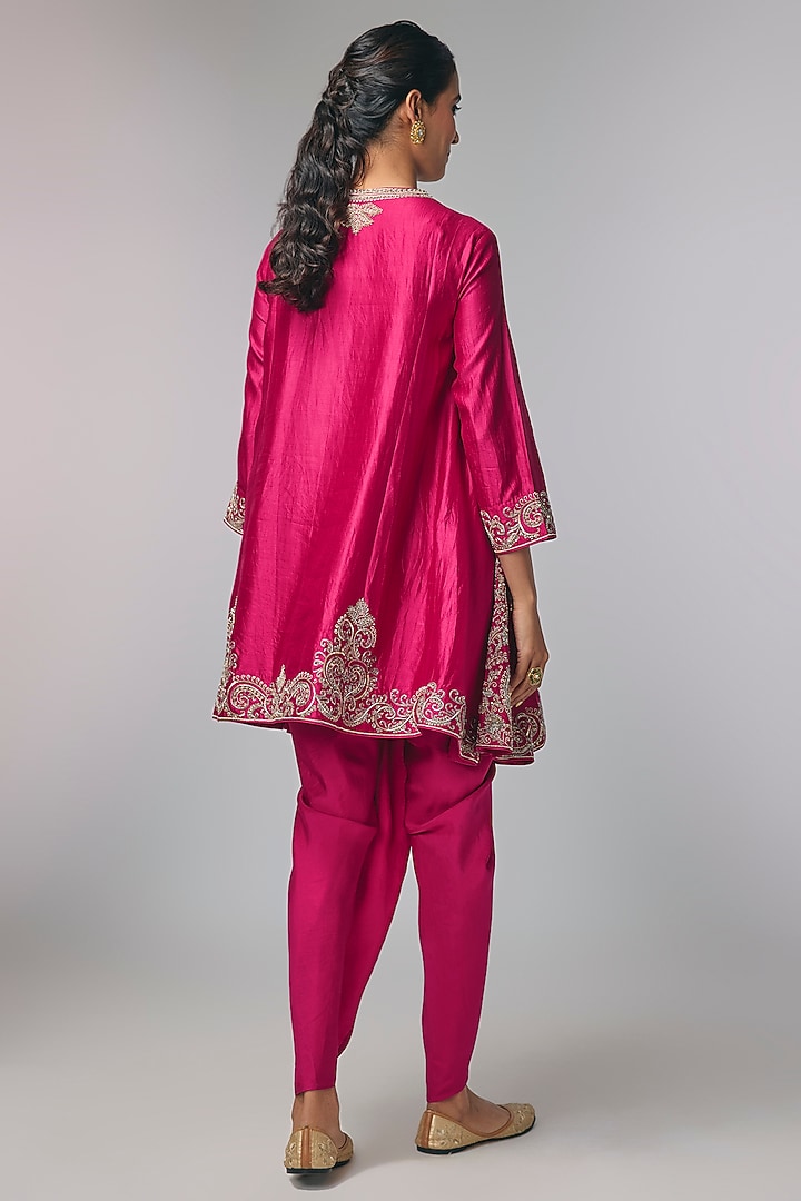 Pink Silk Zardosi Work Kurta Set by Jayanti Reddy at Pernia's Pop Up Shop