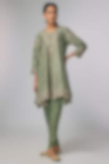 Mint Green Silk Zardosi Work Kurta Set by Jayanti Reddy at Pernia's Pop Up Shop