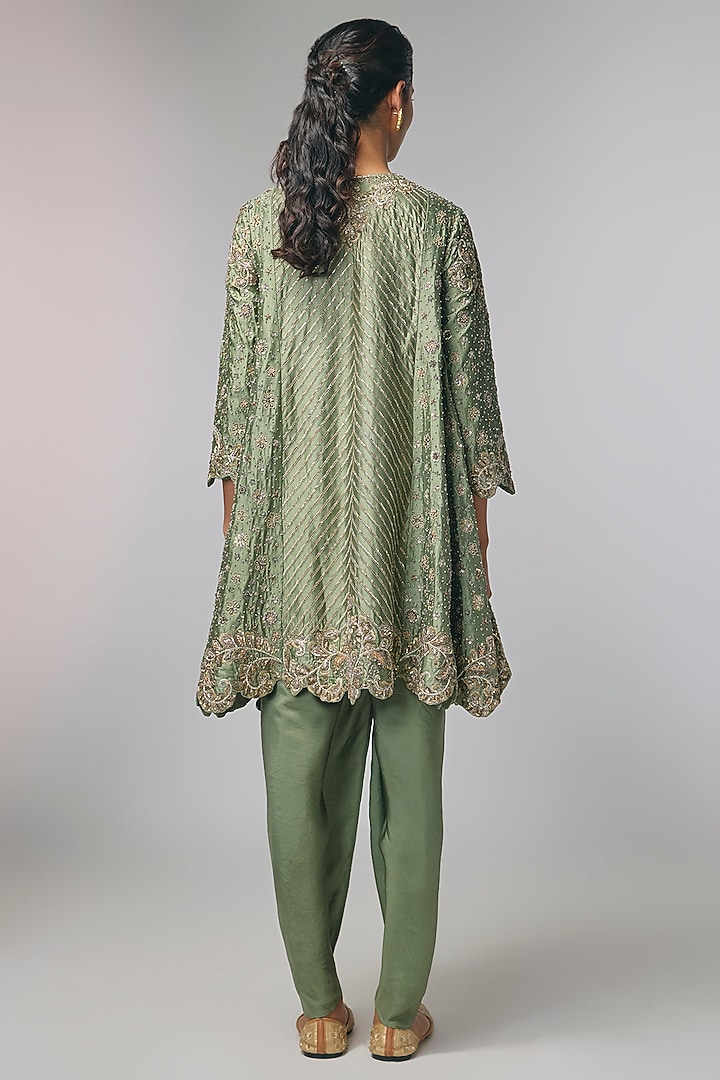 Mint Green Silk Zardosi Work Kurta Set by Jayanti Reddy at Pernia's Pop Up Shop