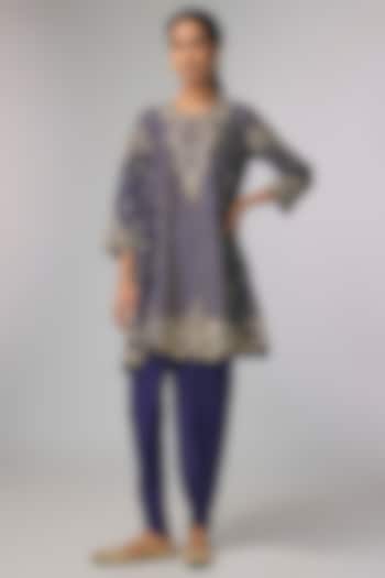 Purple Silk Zardosi Work Kurta Set by Jayanti Reddy at Pernia's Pop Up Shop
