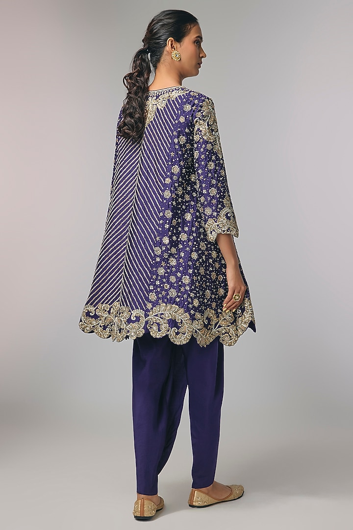 Purple Silk Zardosi Work Kurta Set by Jayanti Reddy at Pernia's Pop Up Shop