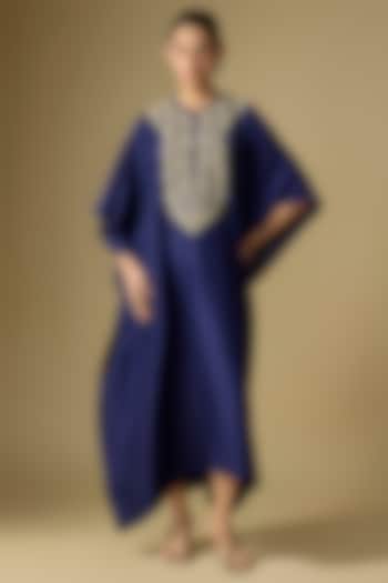 Purple Silk Embroidered Kaftan by Jayanti Reddy at Pernia's Pop Up Shop