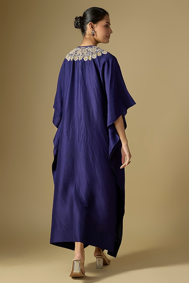 Purple Silk Embroidered Kaftan by Jayanti Reddy at Pernia's Pop Up Shop