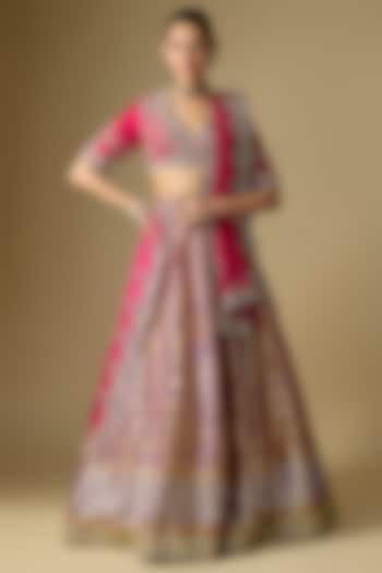 Purple Raw Silk Embroidered Bridal Lehenga Set by Jayanti Reddy at Pernia's Pop Up Shop