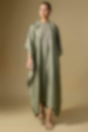 Mint Green Silk Embroidered Kaftan by Jayanti Reddy at Pernia's Pop Up Shop