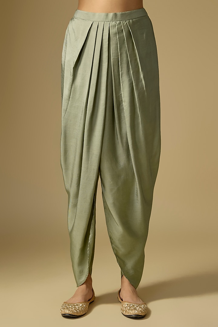 Mint Green Silk Embroidered Tunic Set by Jayanti Reddy at Pernia's Pop Up Shop