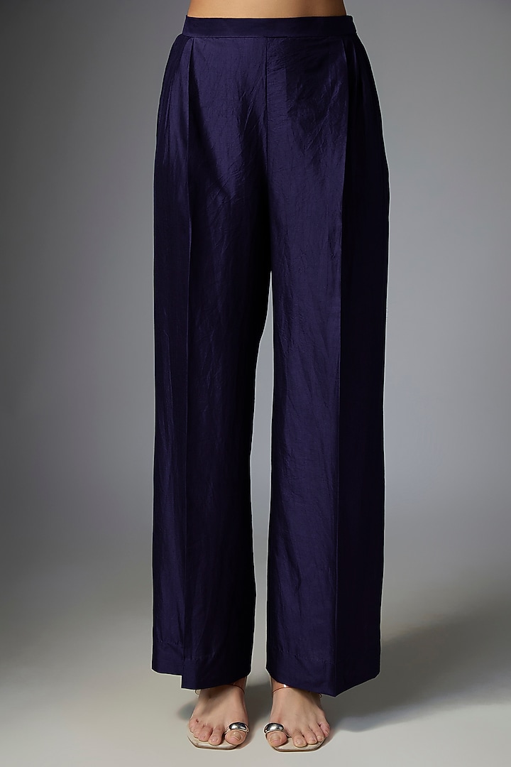 Purple Silk Embroidered Kaftan Set by Jayanti Reddy at Pernia's Pop Up Shop