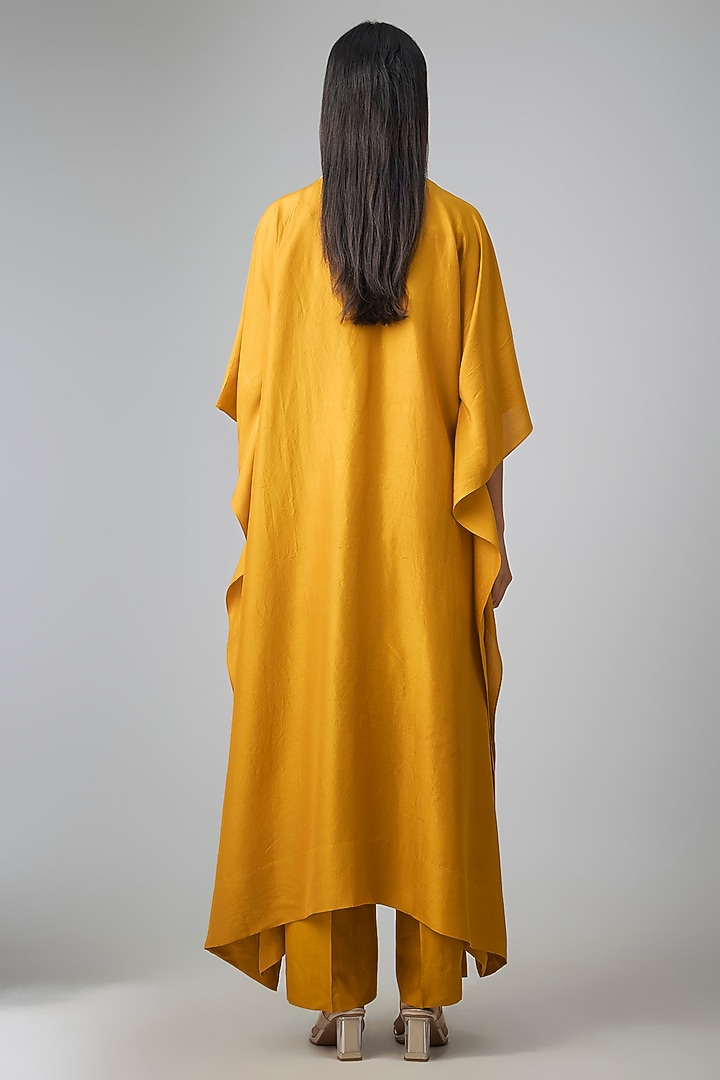 Mango Yellow Silk Thread Work Kaftan Set by Jayanti Reddy at Pernia's Pop Up Shop