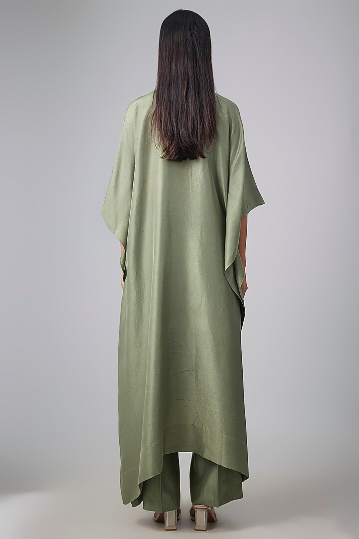 Mint Green Silk Thread Work Kaftan Set by Jayanti Reddy at Pernia's Pop Up Shop