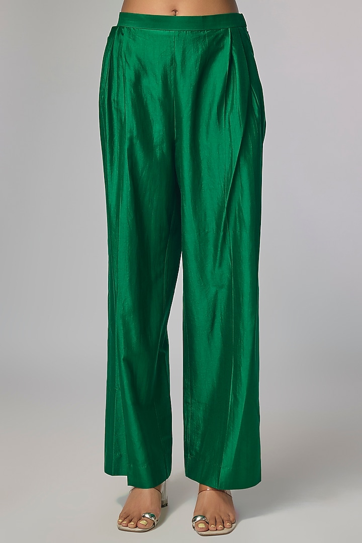 Green Silk Zardosi Work Kaftan Set by Jayanti Reddy at Pernia's Pop Up Shop