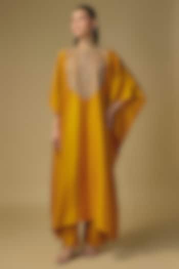 Mango Yellow Silk Zardosi Work Kaftan Set by Jayanti Reddy at Pernia's Pop Up Shop