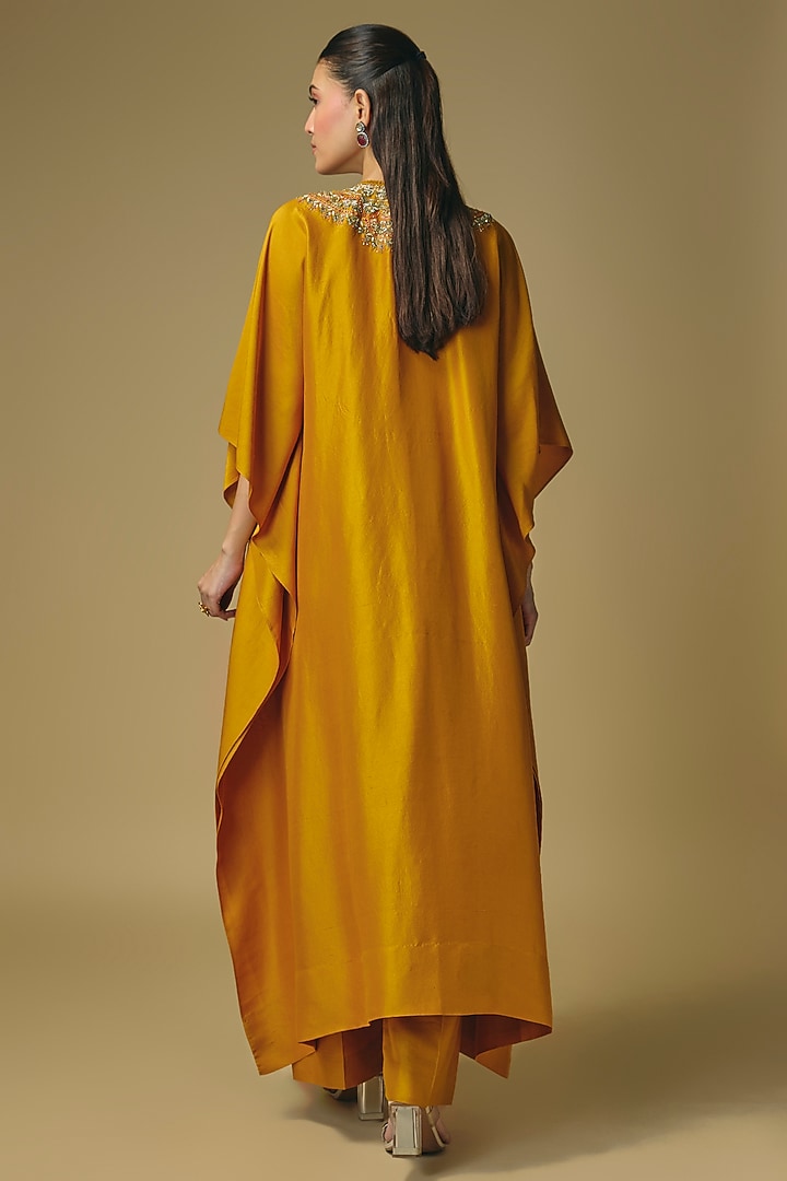 Mango Yellow Silk Zardosi Work Kaftan Set by Jayanti Reddy at Pernia's Pop Up Shop