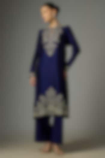 Purple Silk Zardosi Embroidered Kurta Set by Jayanti Reddy at Pernia's Pop Up Shop