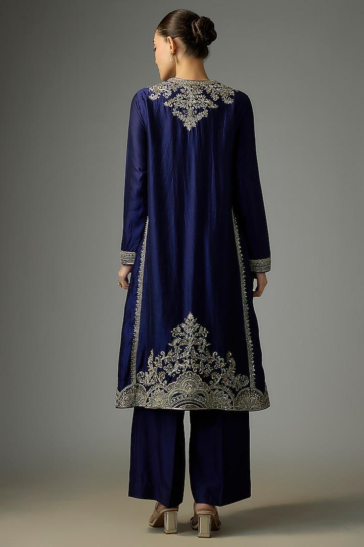 Purple Silk Zardosi Embroidered Kurta Set by Jayanti Reddy at Pernia's Pop Up Shop