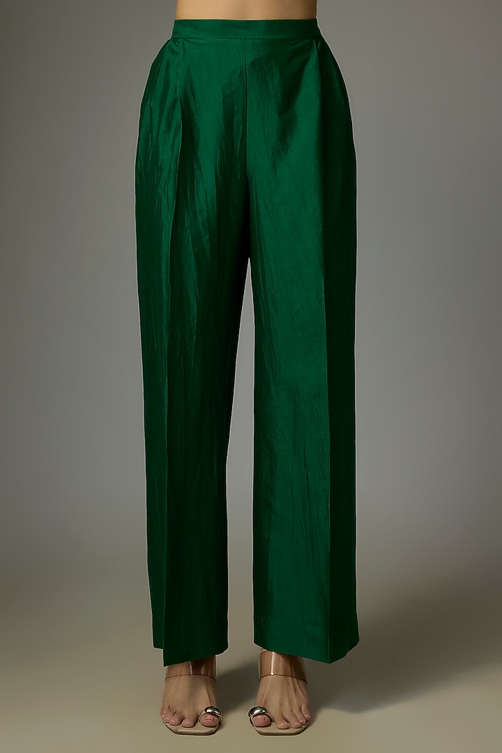 Bottle Green Silk Zardosi Embroidered Kurta Set by Jayanti Reddy at Pernia's Pop Up Shop